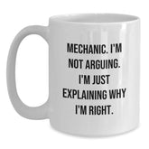 Funny Mechanic Gifts for Friends from Men, White Coffee Mugs with Mechanic Quotes, Christmas Unique Presents - Main